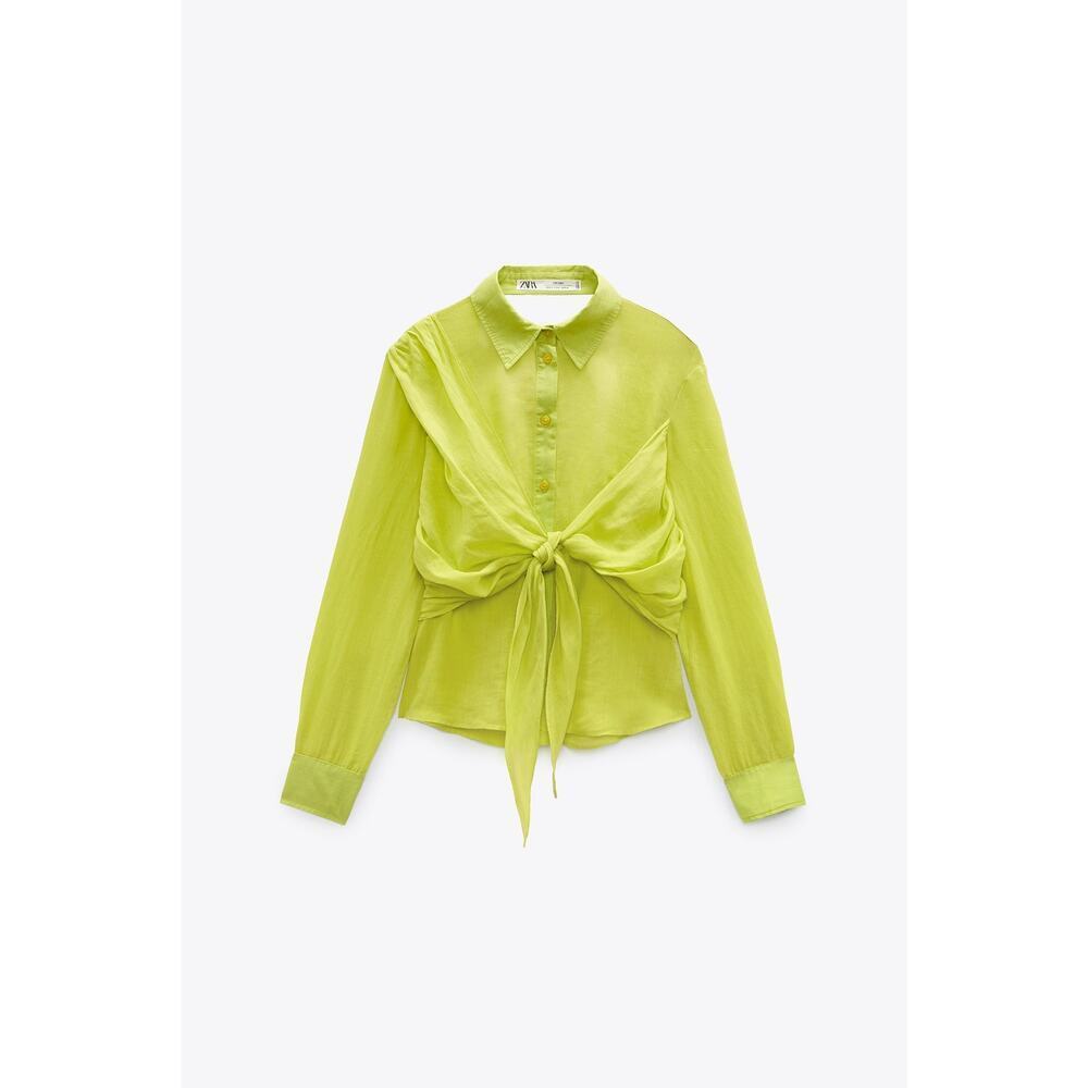 Zara Limited Edition Tie Front Open-Back Button Down - Picture 4 of 14